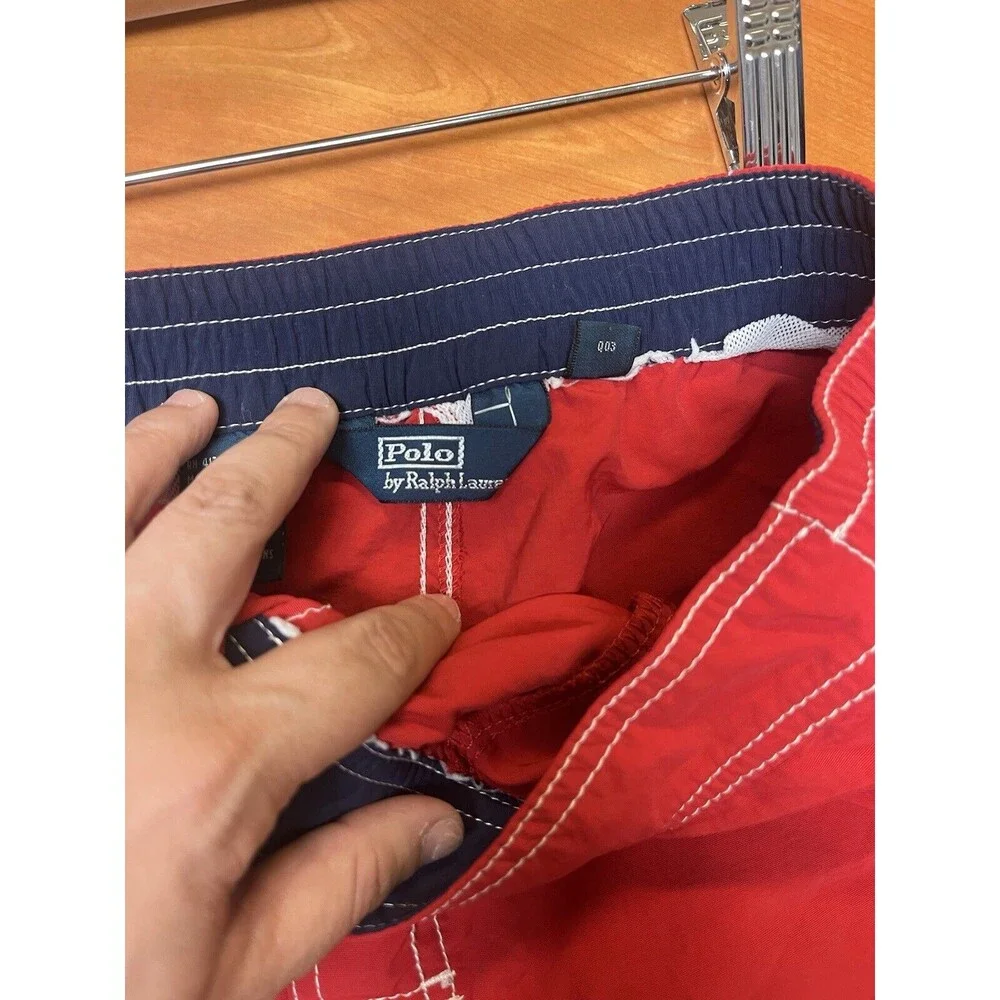 Polo Ralph Lauren Swim Trunks Red Lined Swimwear Board Beach No‎ Mesh Lining